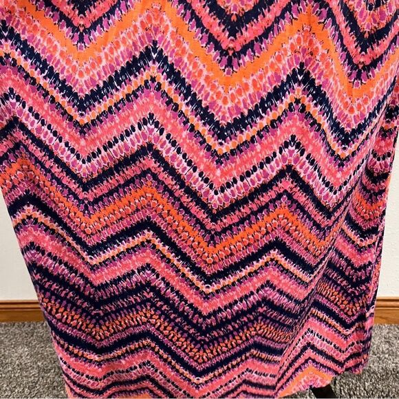 Allison Brittney pink zig zag print v-neck sleeveless Maxi Dress size medium - Picture 5 of 12